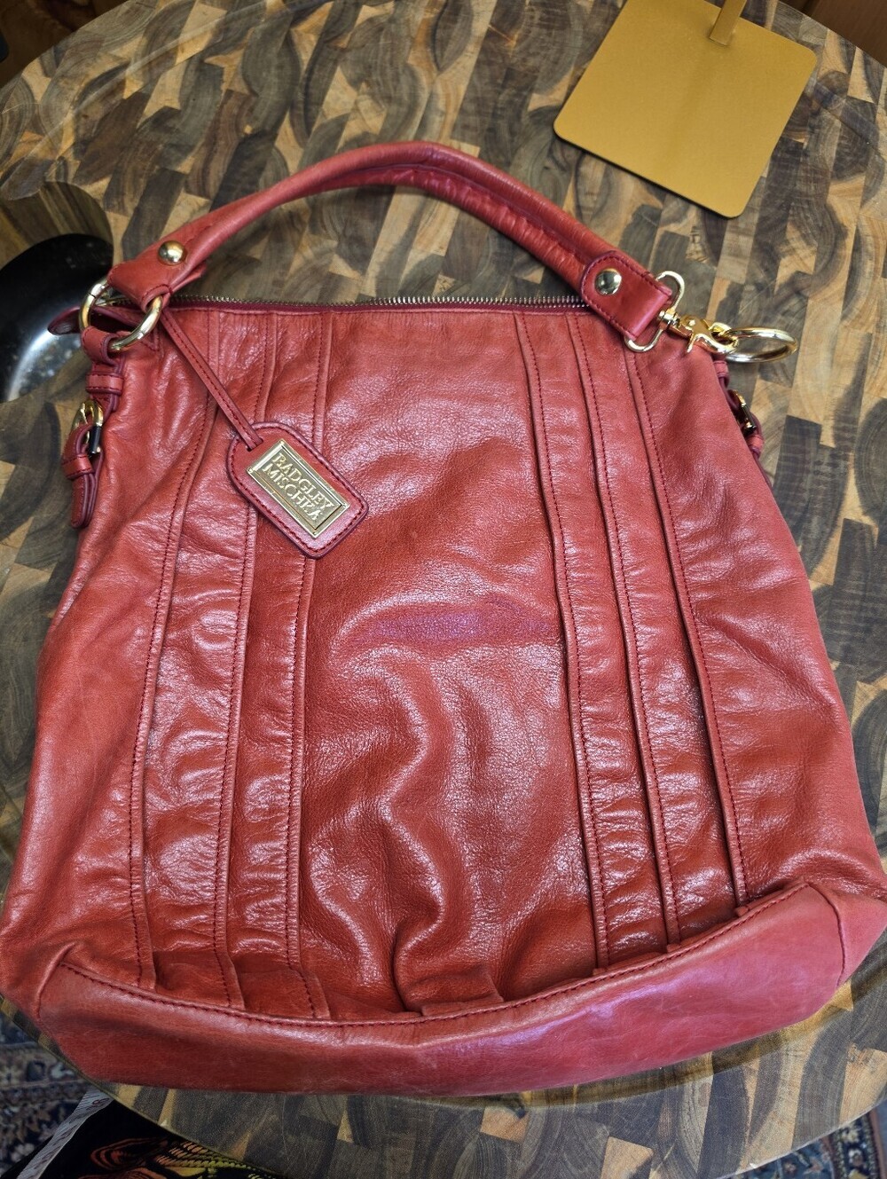 Badgley Mischka Women's Red Leather Shoulder Bag